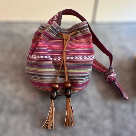 !!!FINAL DROP!!! Brash Multi Fabric Bucket/Hobo Bag with Faux Leather Tassels - Picture 1 of 12